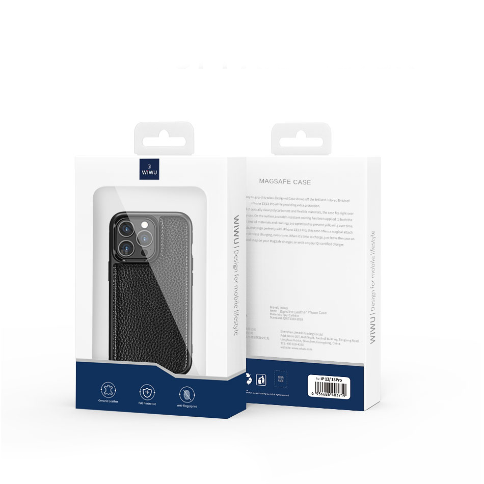 Apple iPhone 13 Pro Max Uyumlu Kılıf Wiwu Genuine Leather Plastic Calfskin Orjinal Deri Kapak - 7