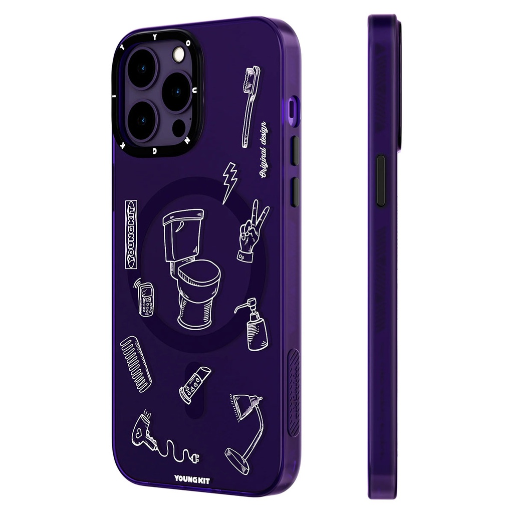 Apple iPhone 14 Pro Uyumlu Kılıf Magsafe Şarj Özellikli Desenli Youngkit Plaything Serisi Kapak - 3