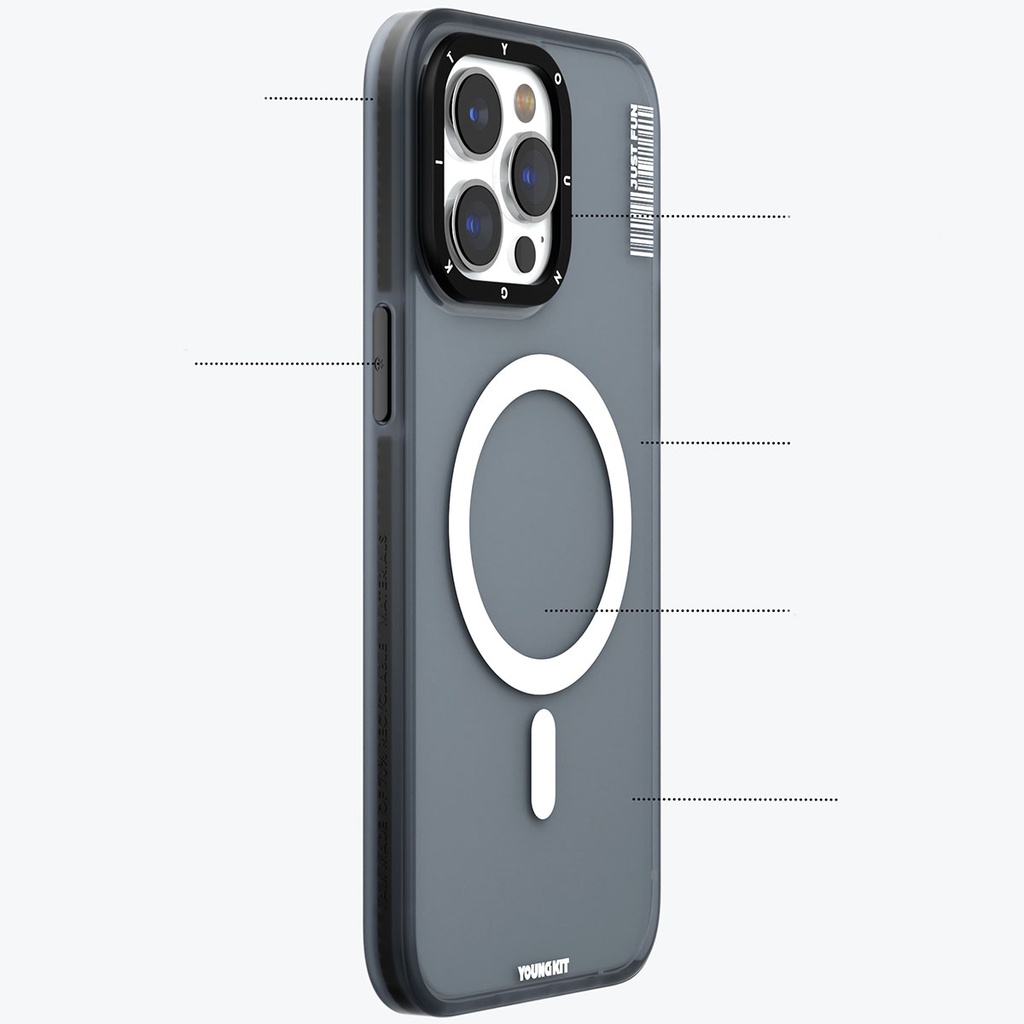 Apple iPhone 15 Uyumlu Kılıf Magsafe Şarj Özellikli Youngkit Colored Sand Serisi Kapak - 1