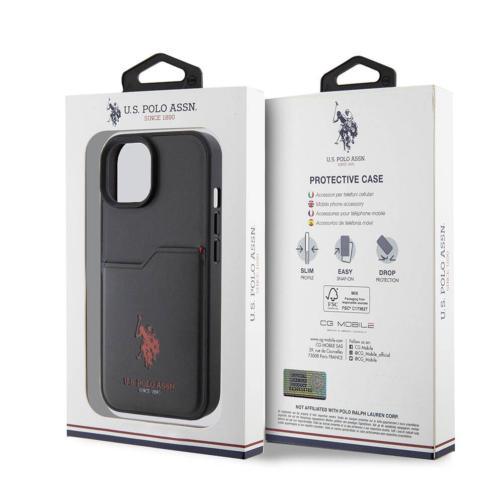 Apple iPhone 15 Uyumlu Kılıf U.S. Polo Assn. Orjinal Lisanslı Baskı Logolu PU Kartlıklı Kapak - 14