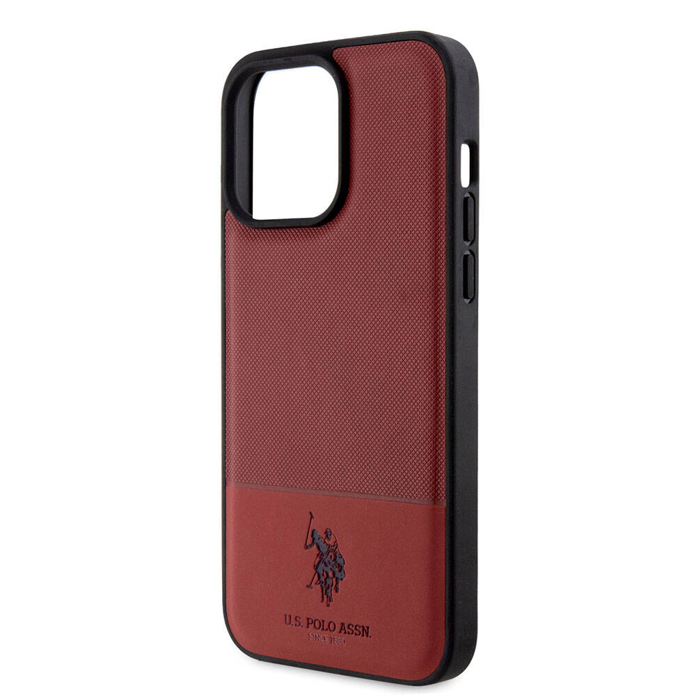 Apple iPhone 15 Pro Max Uyumlu Kılıf U.S. Polo Assn. Orjinal Lisanslı Suni Deri Arka Yüzey Baskı Logolu Örgü Desenli Kapak - 26