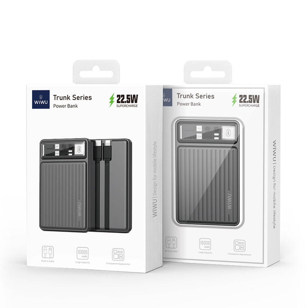 Wiwu Wi-P004 Trunk Serisi Type-C Lightning Çıkışlı Taşınabilir Powerbank PD 22.5W 10000mAh - 1