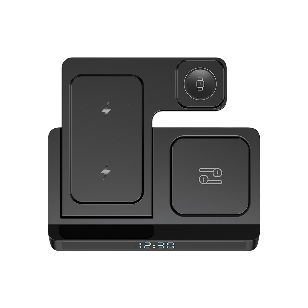 Wiwu Wi-W006 Power Air 5in1 Dijital Saatli ve Alarmlı Hızlı Şarj Özellikli Magnetik Kablosuz Şarj Standı - 2