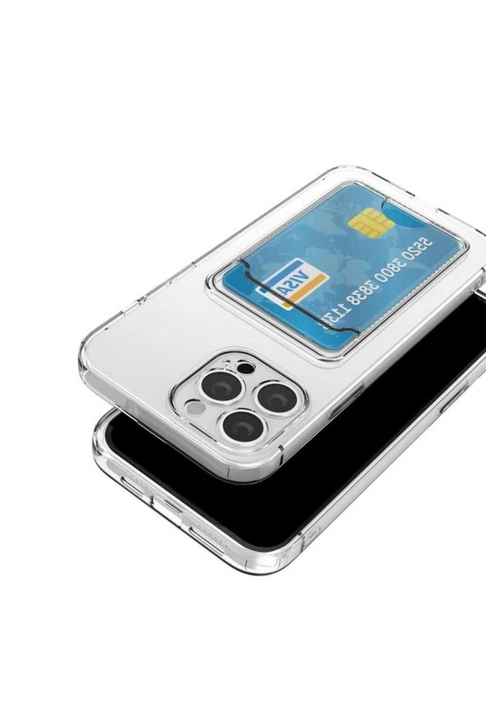 Apple iPhone 12 Pro Uyumlu Kılıf Kartlıklı Şeffaf Setra Clear Silikon Kapak