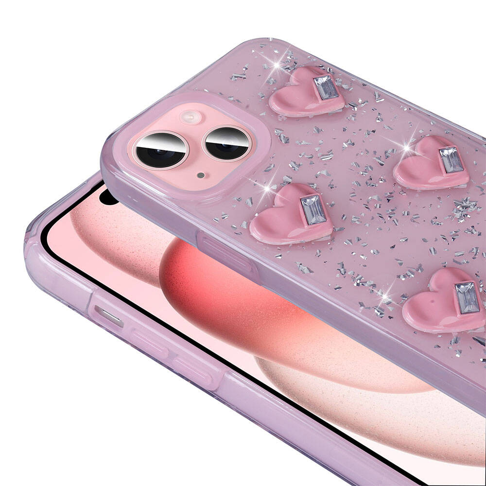 Apple iPhone 13 Uyumlu Kılıf Airbagli Simli Arka Yüzey Zore Işıltı Silikon Kapak - 7