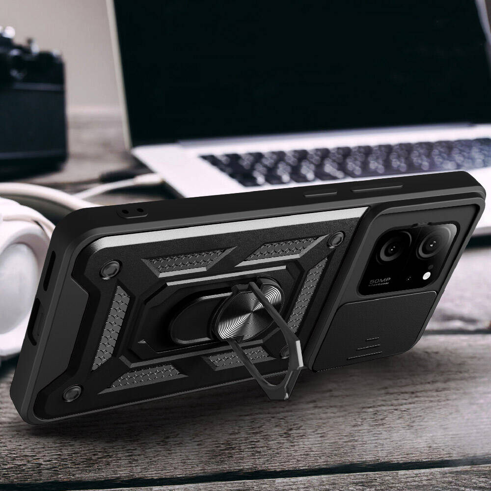 Xiaomi Mi 13T Uyumlu Kılıf Magnetik Standlı Kamera Korumalı Zore Sürgülü Vega Kapak - 4