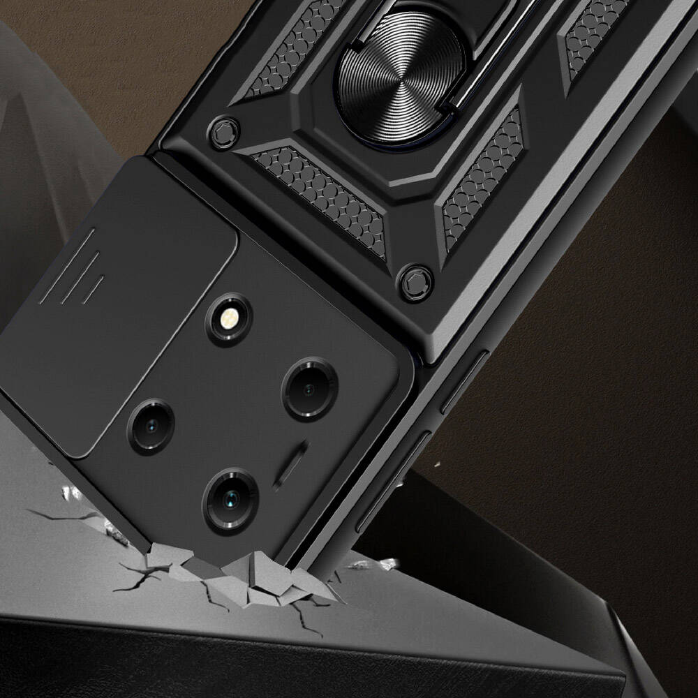 Infinix Note 30 Uyumlu 4G Kılıf Magnetik Standlı Kamera Korumalı Zore Sürgülü Vega Kapak - 1