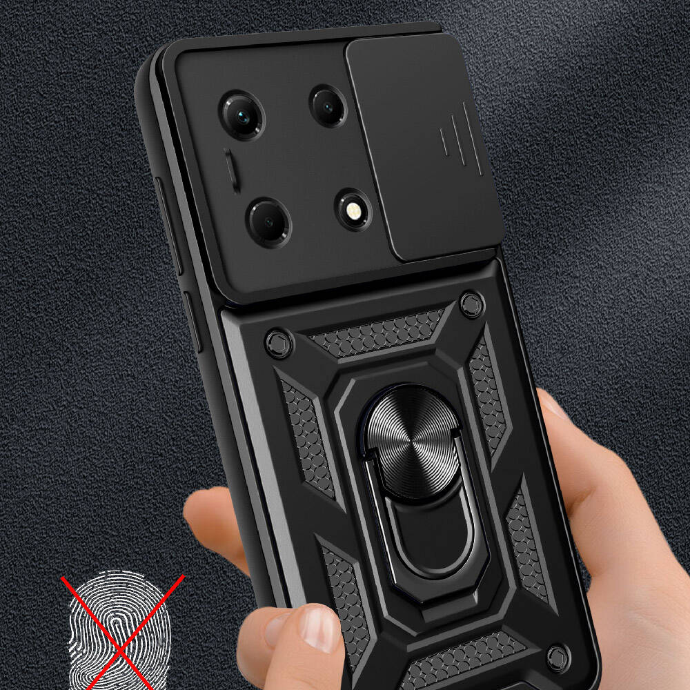 Infinix Note 30 Uyumlu 4G Kılıf Magnetik Standlı Kamera Korumalı Zore Sürgülü Vega Kapak - 3