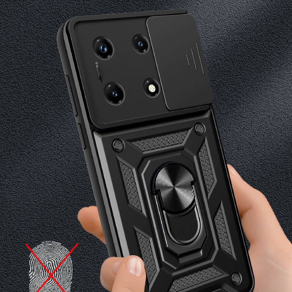 Infinix Note 30 Uyumlu Pro Kılıf Magnetik Standlı Kamera Korumalı Zore Sürgülü Vega Kapak - 3