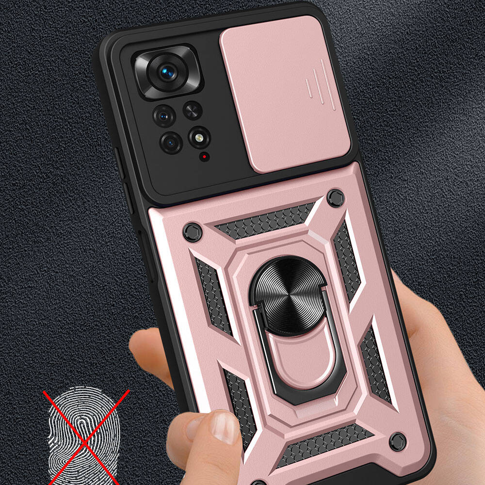 Xiaomi Redmi Note 11 Pro 4G Kılıf Magnetik Standlı Kamera Korumalı Zore Sürgülü Vega Kapak - 7