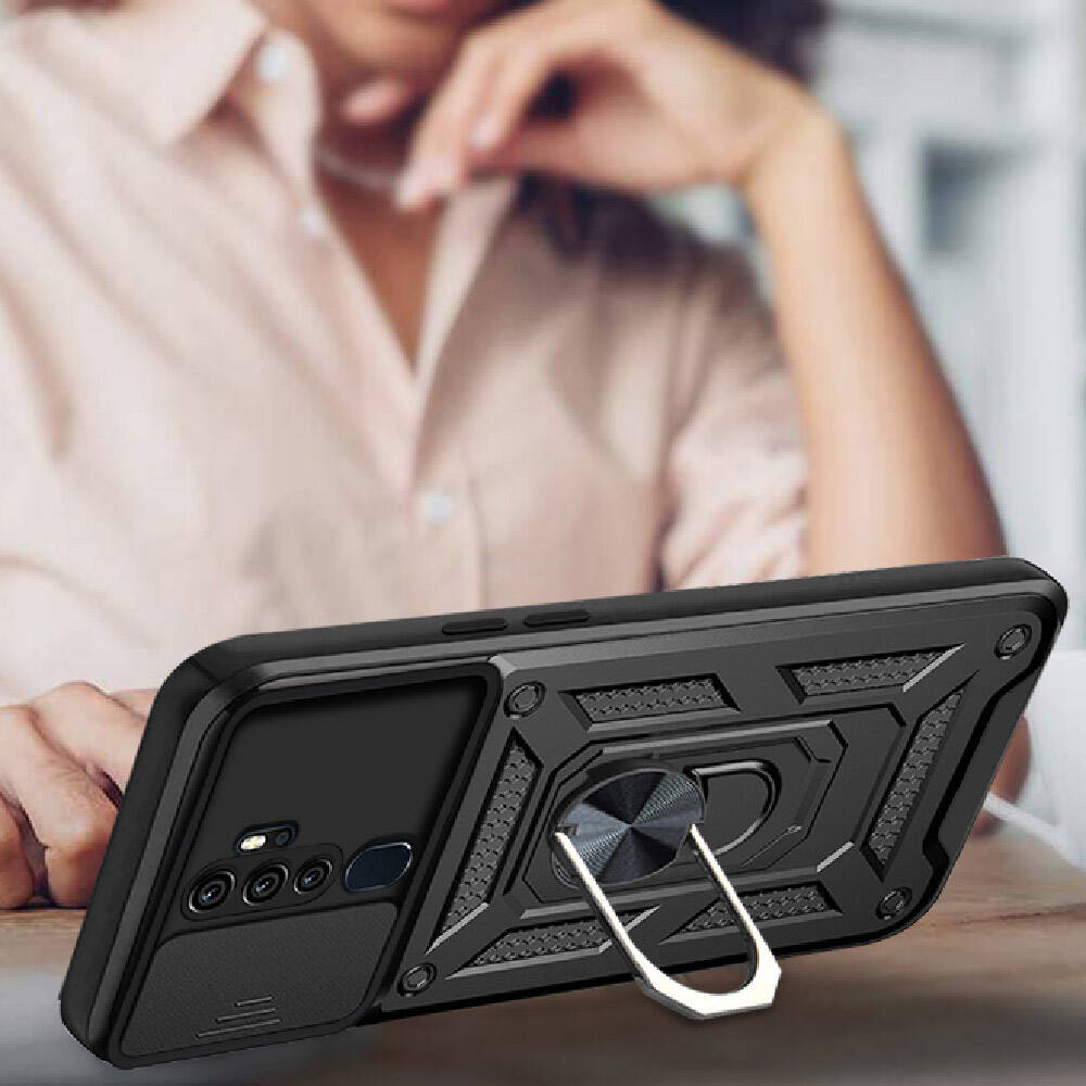Oppo A9 2020 Uyumlu Kılıf Magnetik Standlı Kamera Korumalı Zore Sürgülü Vega Kapak - 4