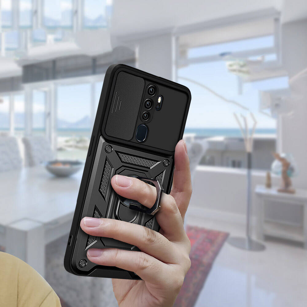 Oppo A9 2020 Uyumlu Kılıf Magnetik Standlı Kamera Korumalı Zore Sürgülü Vega Kapak - 6