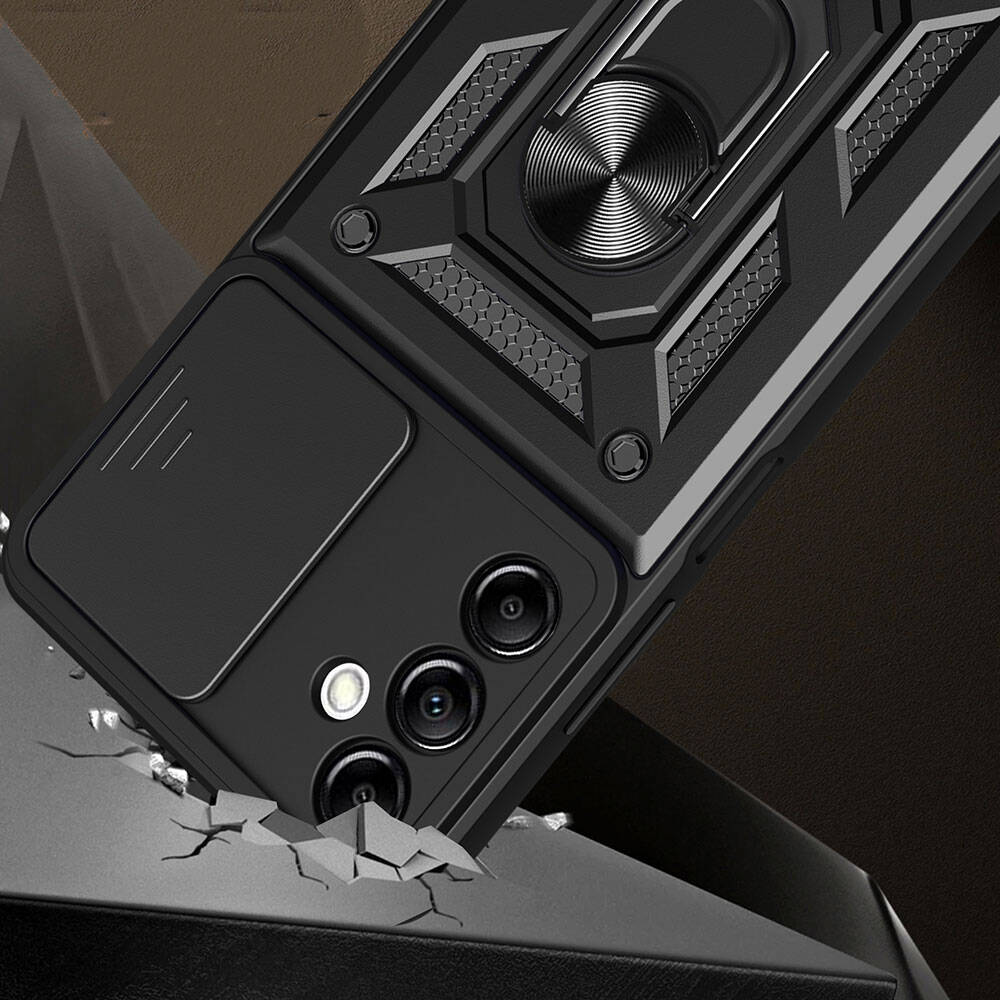 Samsung Galaxy A14 Uyumlu Kılıf Magnetik Standlı Kamera Korumalı Zore Sürgülü Vega Kapak - 4