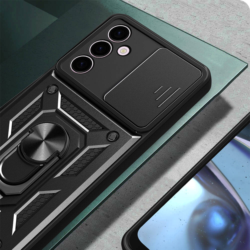 Samsung Galaxy A24 Uyumlu Kılıf Magnetik Standlı Kamera Korumalı Zore Sürgülü Vega Kapak - 3