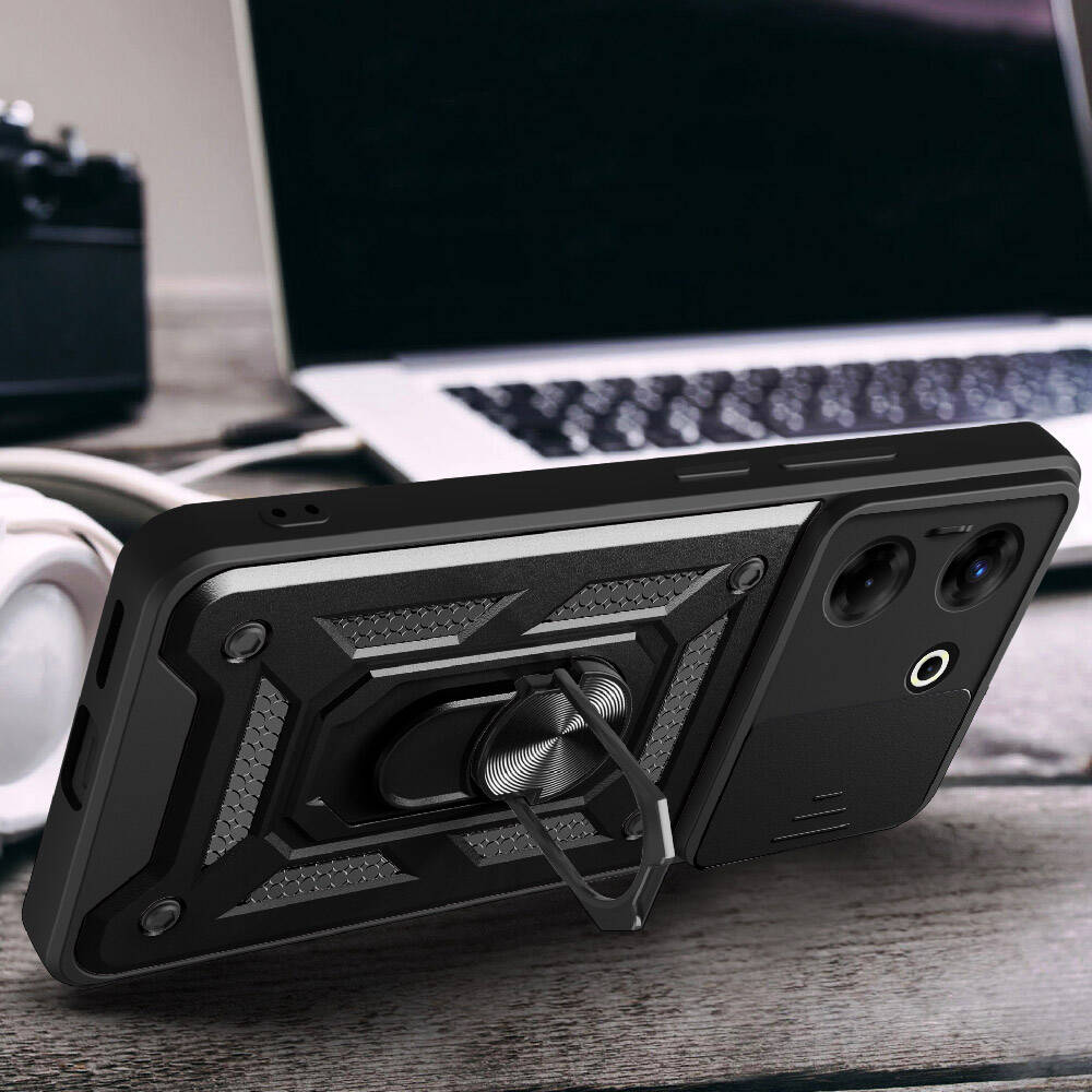 Tecno Camon 20 Pro 4G Uyumlu Kılıf Magnetik Standlı Kamera Korumalı Zore Sürgülü Vega Kapak - 2