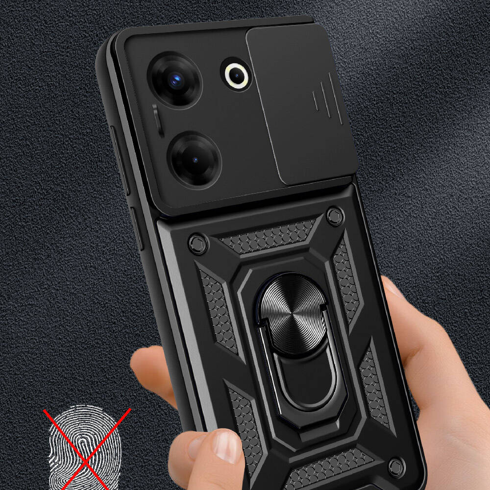 Tecno Camon 20 Pro 4G Uyumlu Kılıf Magnetik Standlı Kamera Korumalı Zore Sürgülü Vega Kapak - 5