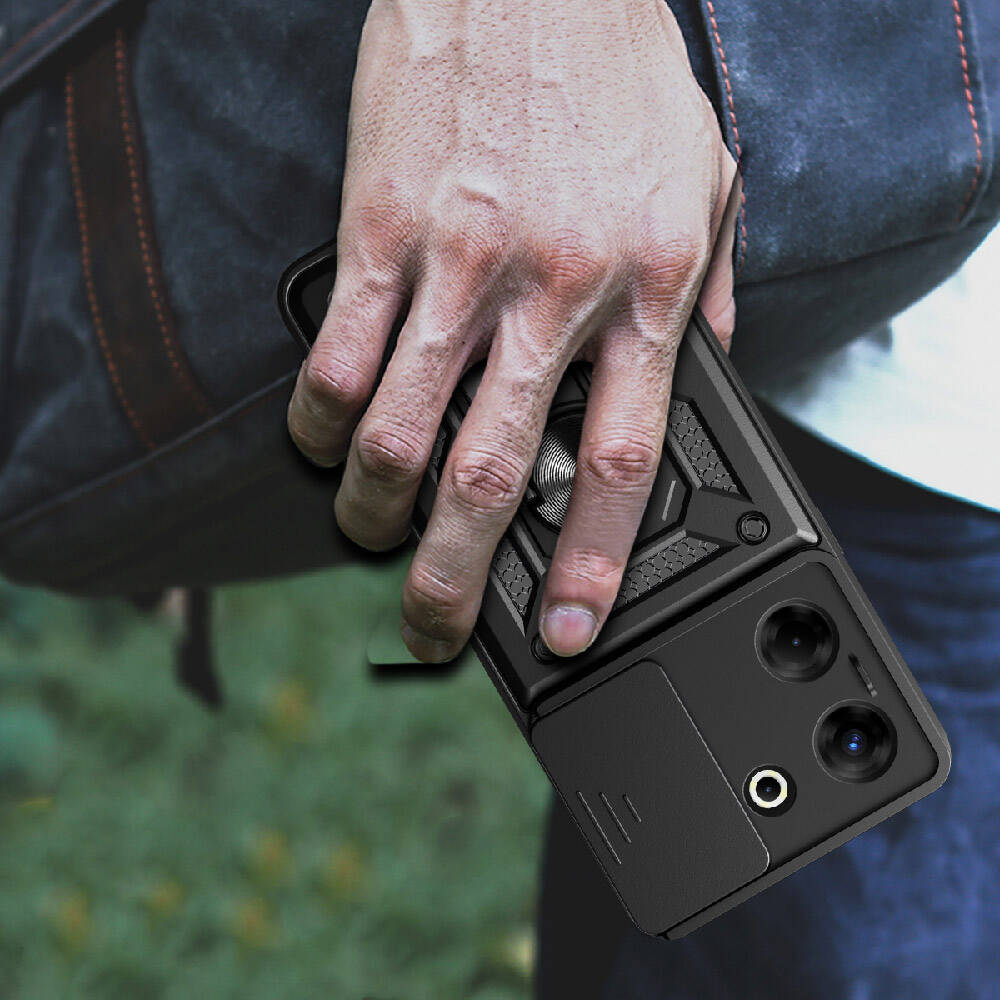 Tecno Camon 20 Pro 4G Uyumlu Kılıf Magnetik Standlı Kamera Korumalı Zore Sürgülü Vega Kapak - 6