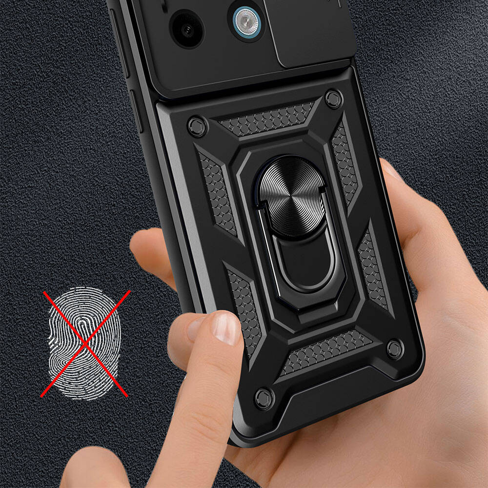 Xiaomi Redmi Note 13 Pro 5G Uyumlu Kılıf Magnetik Standlı Kamera Korumalı Zore Sürgülü Vega Kapak - 3