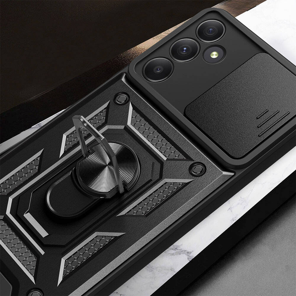Samsung Galaxy A55 Uyumlu Kılıf Magnetik Standlı Kamera Korumalı Zore Sürgülü Vega Kapak - 1