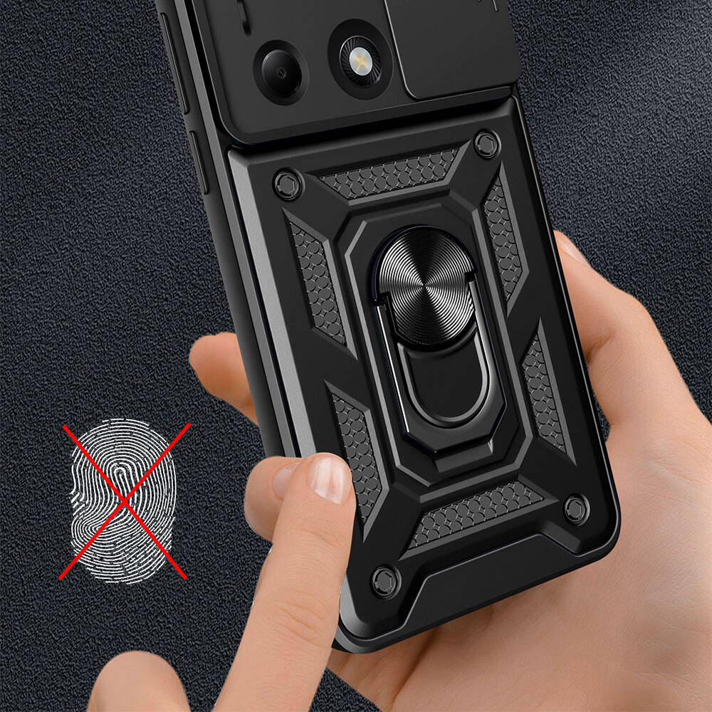 Xiaomi Poco M6 Pro 4G Kılıf Magnetik Standlı Kamera Korumalı Zore Sürgülü Vega Kapak - 8