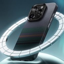 Apple iPhone 15 Pro Uyumlu Kılıf Magsafe Şarj Özellikli Karbon Fiber Tasarımlı Benks Aurora ArmorAir Kevlar Kapak - 4