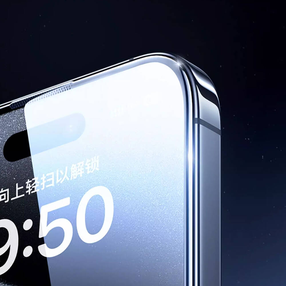 Apple iPhone 15 Pro Uyumlu Wiwu GT-009 Polimer Oleofobik Kaplama Şeffaf Pürüzsüz Temperli Cam Ekran Koruyucu - 5