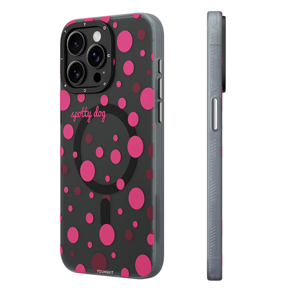 Apple iPhone 14 Pro Uyumlu Kılıf Magsafe Şarj Özellikli Polka Dot Desenli Youngkit Spots Serisi Kapak - 2