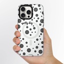 Apple iPhone 14 Pro Uyumlu Kılıf Magsafe Şarj Özellikli Polka Dot Desenli Youngkit Spots Serisi Kapak - 7