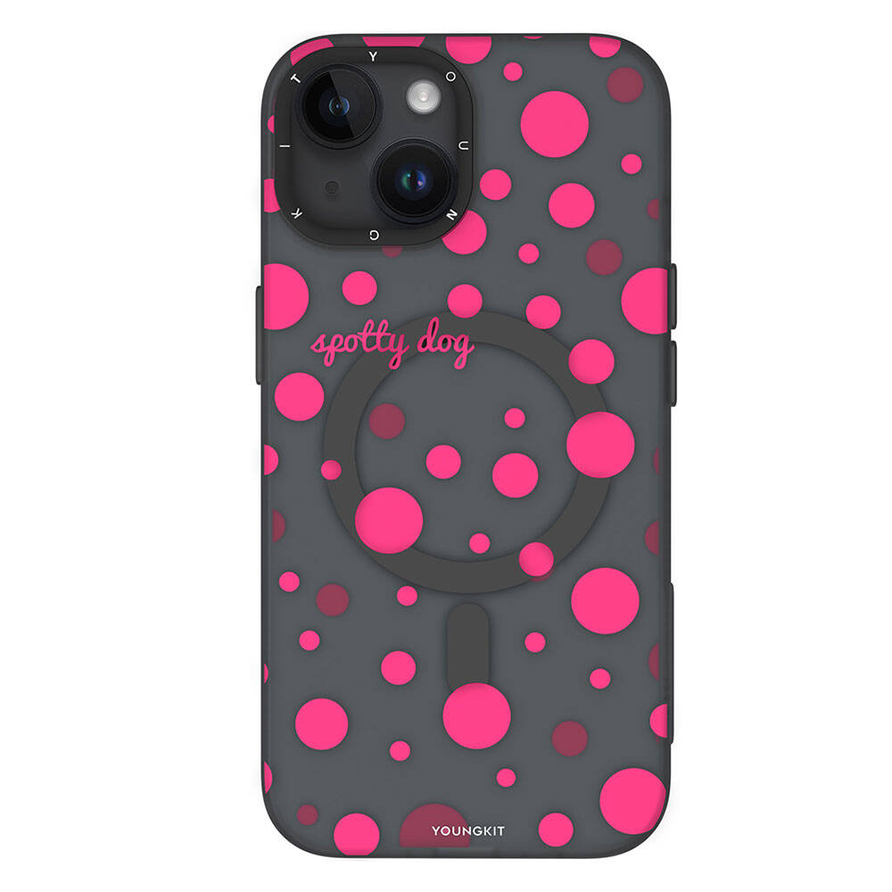 Apple iPhone 15 Uyumlu Kılıf Magsafe Şarj Özellikli Polka Dot Desenli Youngkit Spots Serisi Kapak - 1