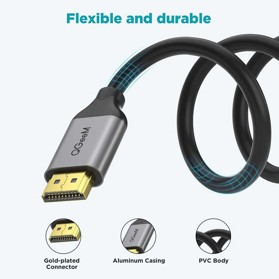 Qgeem QG-AV17 Görüntü ve Ses Aktarıcı HDMI Kablo 2.1 Versiyon 8K HD Kalite 48Gbps 1.83 metre - 3