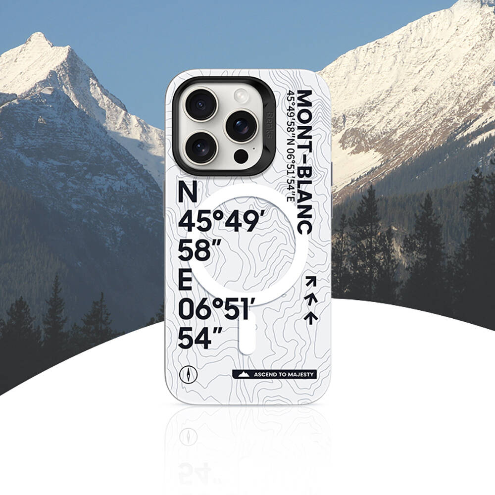 Apple iPhone 15 Pro Max Uyumlu Kılıf Magsafe Şarj Özellikli Koordinat Yazı Desenli Benks Summit Serisi Kapak - 3