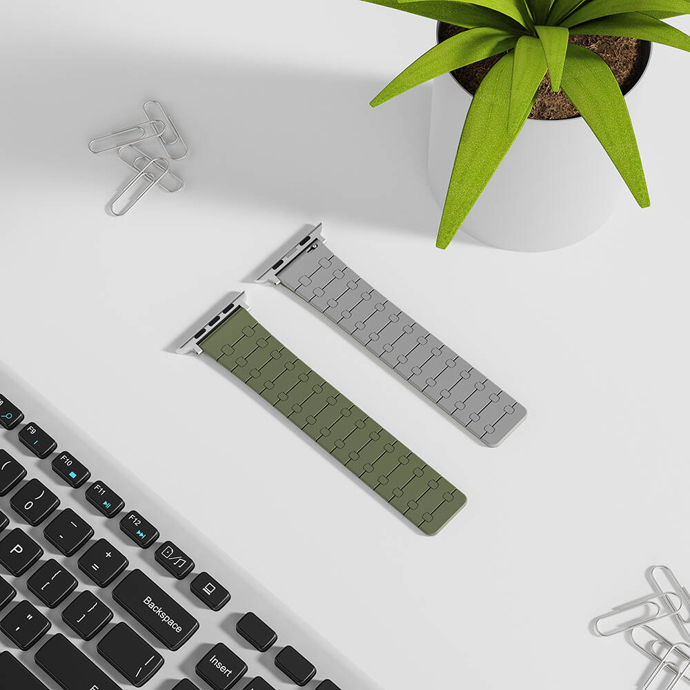 Apple Watch 7 41mm Uyumlu Zore KRD-111 Çizgili Desenli Silikon Kordon - 5