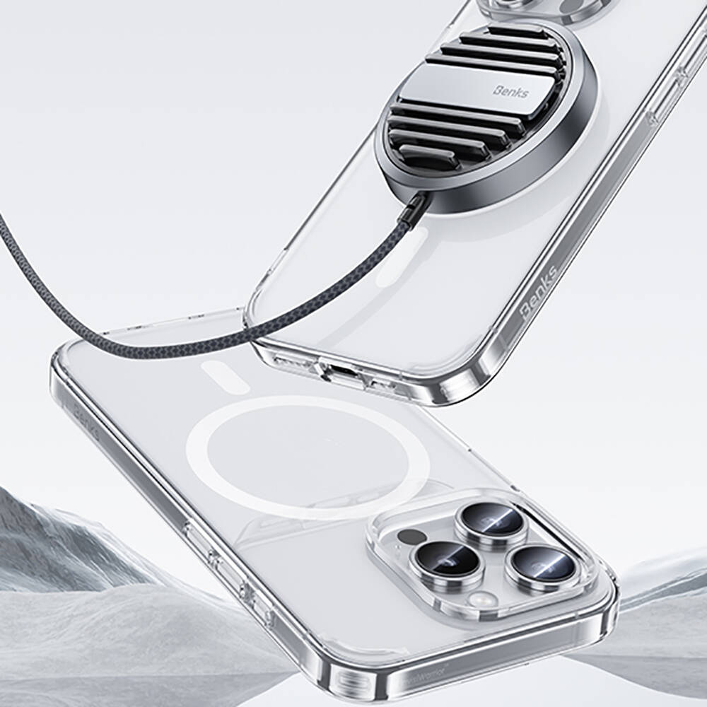 Apple iPhone 15 Pro Max Uyumlu Kılıf Magsafe Şarj Özellikli Airbagli Şeffaf Benks LucentPro Serisi Kapak - 11