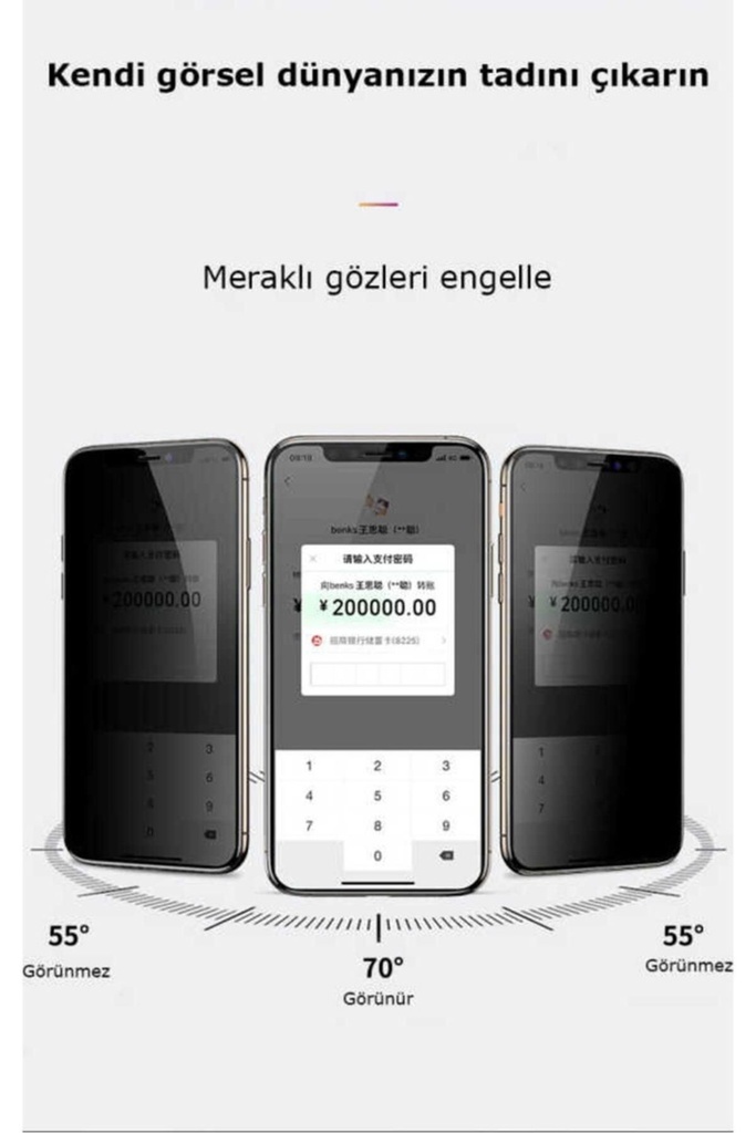 Apple iPhone XS Uyumlu Zore Kor Privacy Cam Ekran Koruyucu