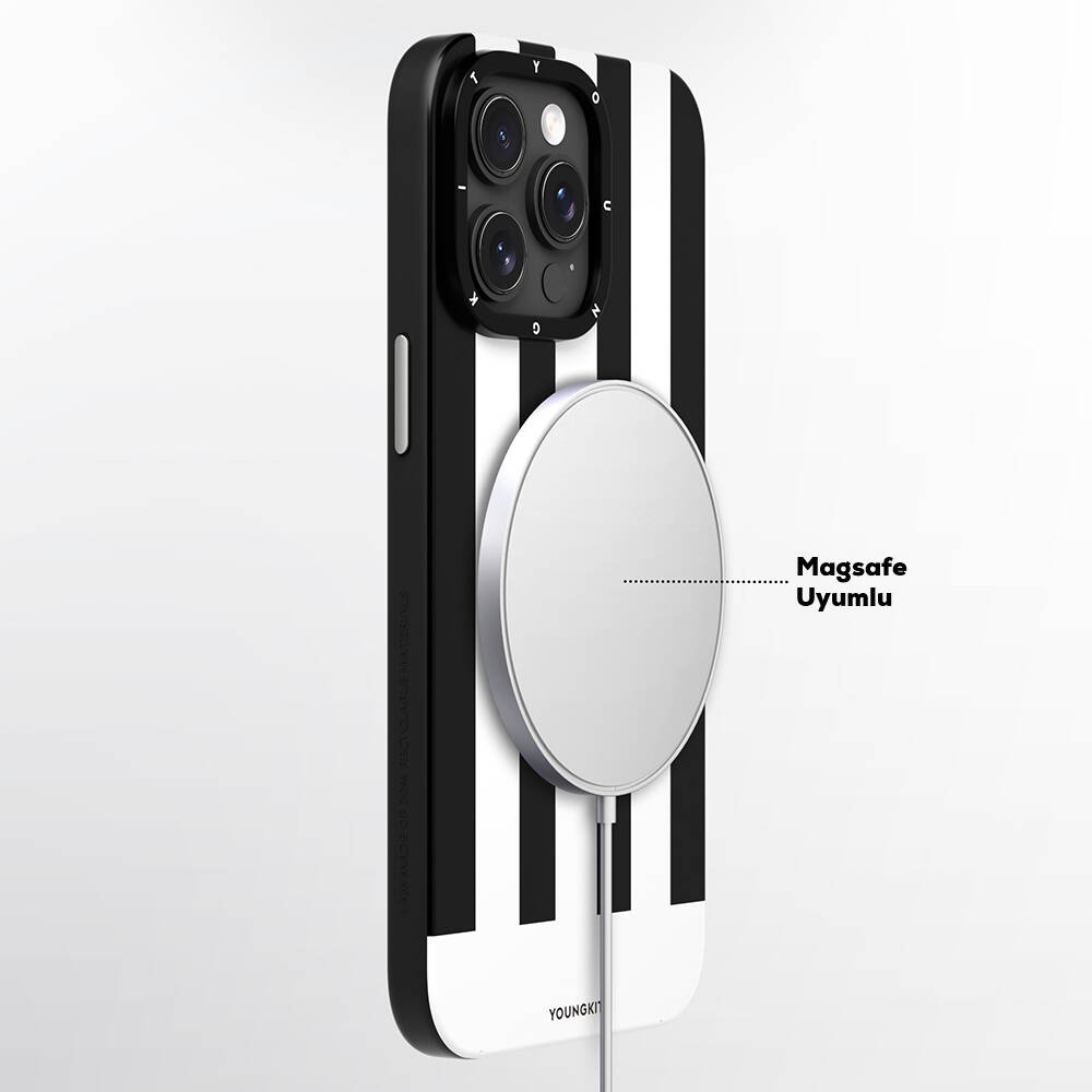 Apple iPhone 15 Pro Uyumlu Kılıf Magsafe Şarj Özellikli Youngkit Striped Piano Keys Serisi Kapak - 9