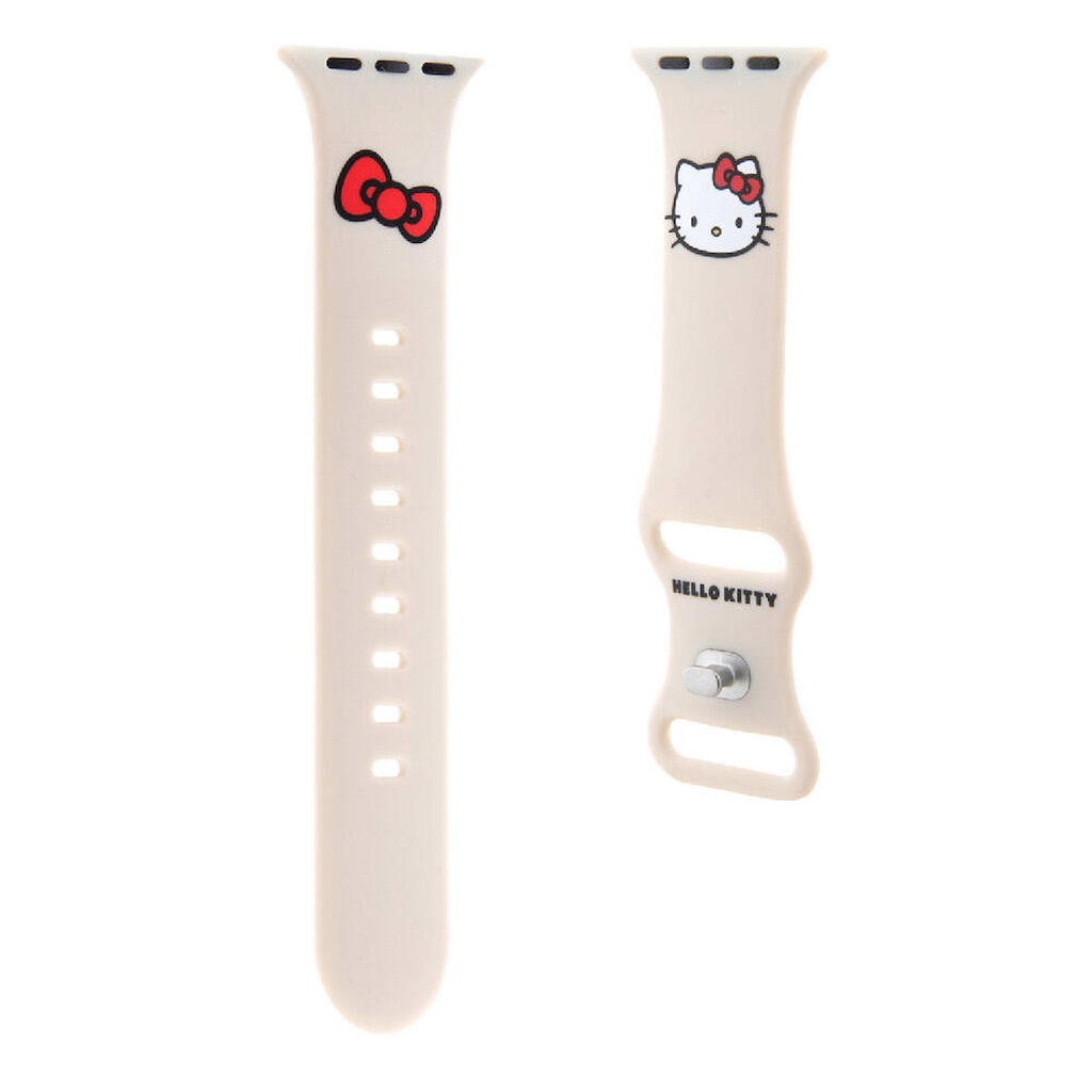 Apple Watch 40mm Uyumlu Hello Kitty Orjinal Lisanslı Yazı Logolu Fiyonk & Kitty Head Silikon Kordon