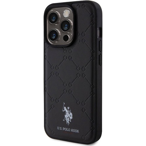Apple iPhone 15 Pro Uyumlu Kılıf U.S. Polo Assn. Orjinal Lisanslı HS Desenli Baskı Logolu Suni Deri Kapak