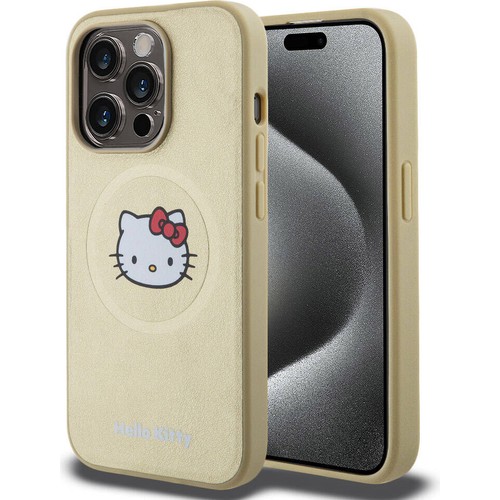 Apple iPhone 15 Pro Uyumlu Kılıf Hello Kitty Orjinal Lisanslı Magsafe Şarj Özellikli Kitty Head Deri Kapak