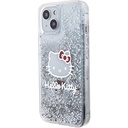 Apple iPhone 15 Uyumlu Kılıf Hello Kitty Orjinal Lisanslı İkonik Sıvılı Glitter Kapak