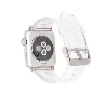 ​​​Apple Watch 7 41mm Uyumlu Kordon Silikon Şeffaf Transparan Esnek KRD-13 Kayış 