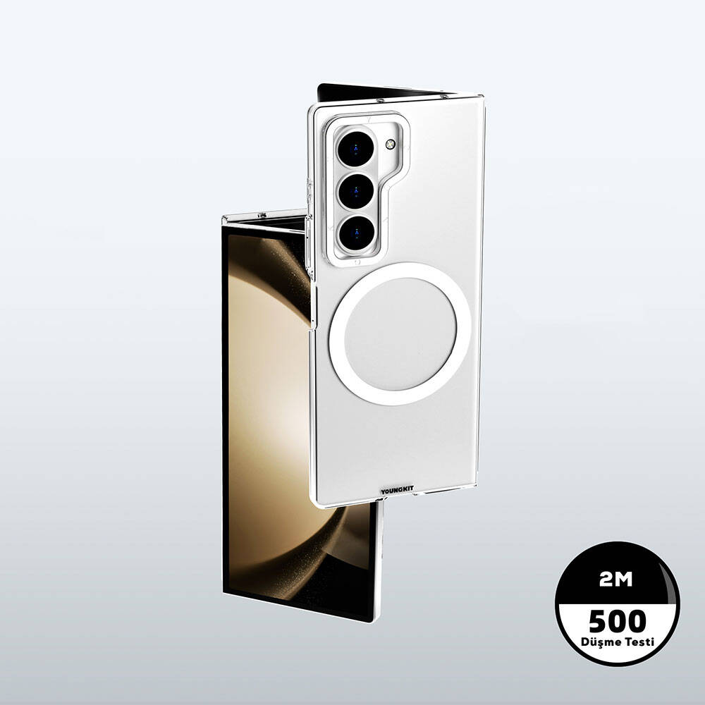Samsung Galaxy Z Fold 6 Uyumlu Kılıf Magsafe Şarj Özellikli Şeffaf Youngkit Crystal Shield Serisi Kapak - 5