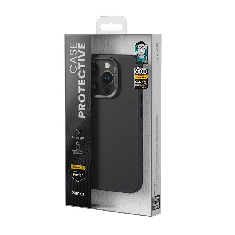 Apple iPhone 16 Plus Kılıf Karbon Fiber Magsafe Şarj Özellikli Benks Hybrid ArmorPro 600D Kevlar Kapak - 10