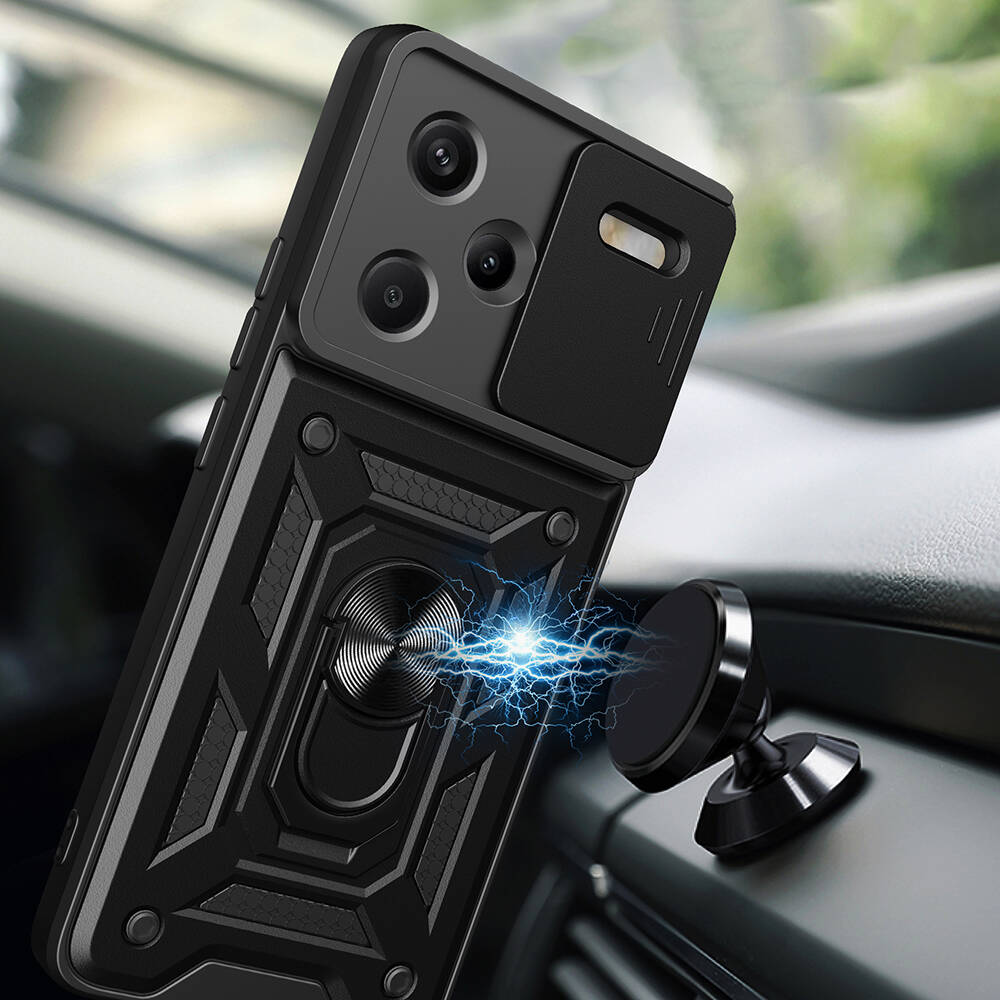 Xiaomi Redmi Note 13 Pro Plus 5G Uyumlu Kılıf Magnetik Standlı Kamera Korumalı Zore Sürgülü Vega Kapak - 3