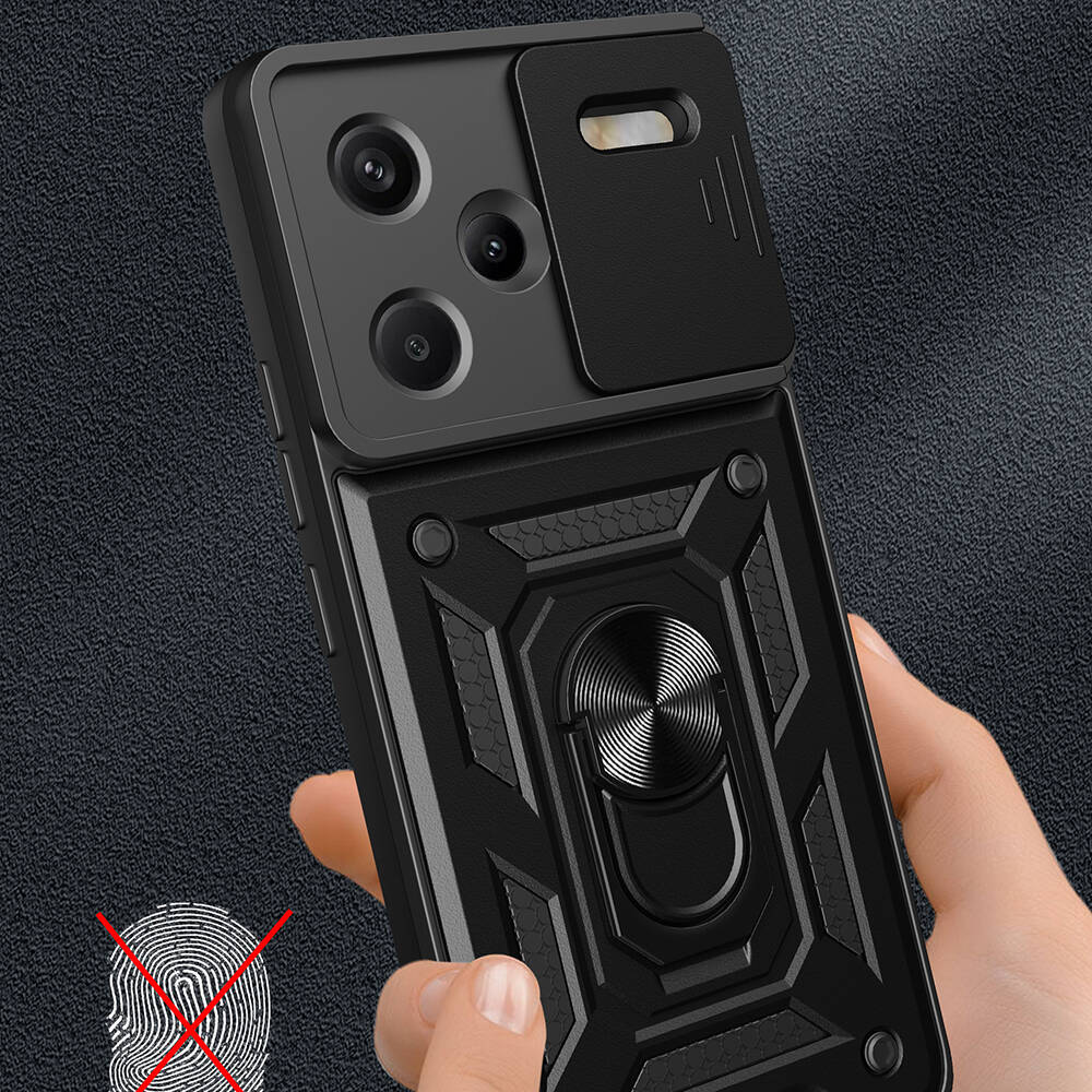 Xiaomi Redmi Note 13 Pro Plus 5G Uyumlu Kılıf Magnetik Standlı Kamera Korumalı Zore Sürgülü Vega Kapak - 4