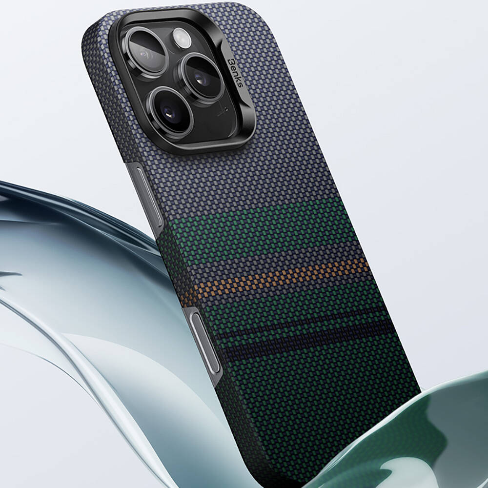 Apple iPhone 16 Kılıf Magsafe Şarj Özellikli Karbon Fiber Tasarımlı Benks Aurora ArmorAir Kevlar Kapak - 5