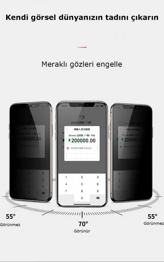 Apple iPhone 16 Pro Uyumlu Zore Kor Privacy Cam Ekran Koruyucu - 8