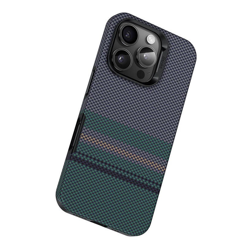 Apple iPhone 16 Pro Uyumlu Kılıf Magsafe Şarj Özellikli Karbon Fiber Tasarımlı Benks Aurora ArmorPro Kevlar Kapak - 1