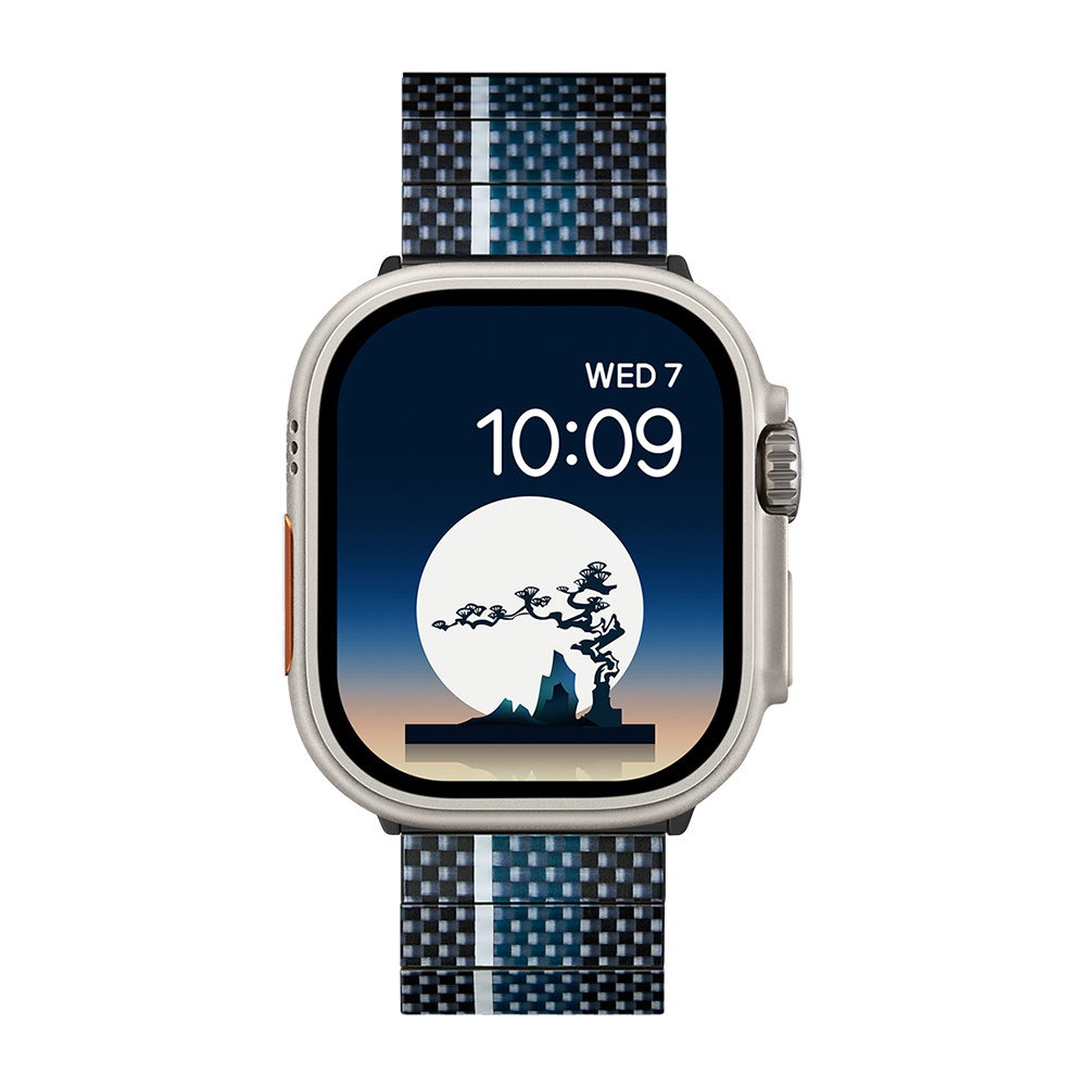 Apple Watch Serisi Uyumlu Aramid Fiber ve Karbon Fiber Pitaka Poetry of Things ChromaCarbon Serisi Moon Universal Kordon - 3