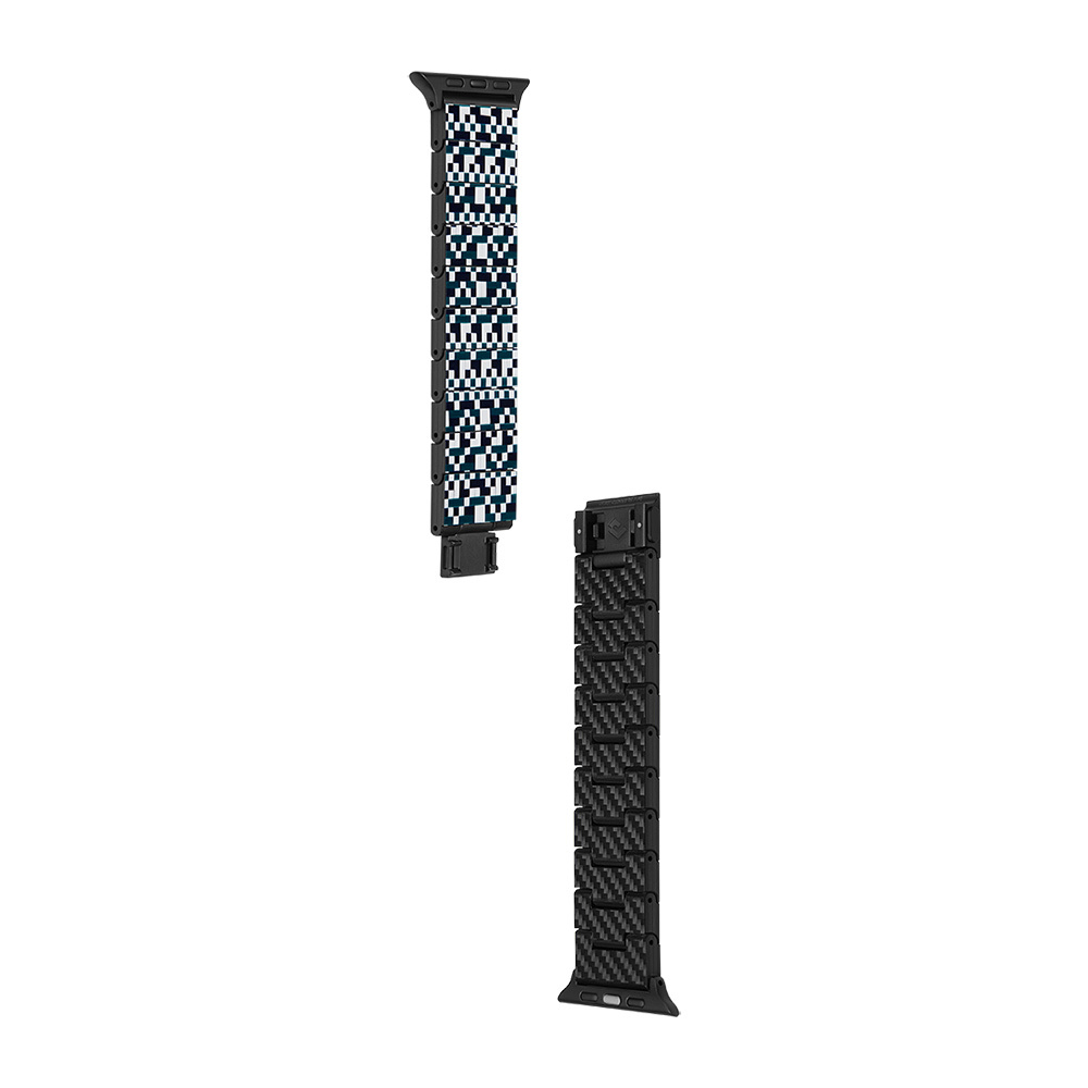 Apple Watch Serisi Uyumlu Aramid Fiber ve Karbon Fiber Pitaka Dreamland ChromaCarbon Serisi Mosaic Universal Kordon - 25
