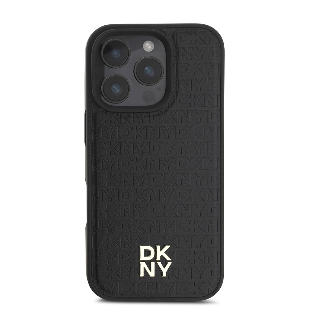 Apple iPhone 16 Pro Uyumlu Kılıf DKNY Orjinal Lisanslı Magsafe Şarj Özellikli 3D Yazılı Repeat Pattern Kapak - 9